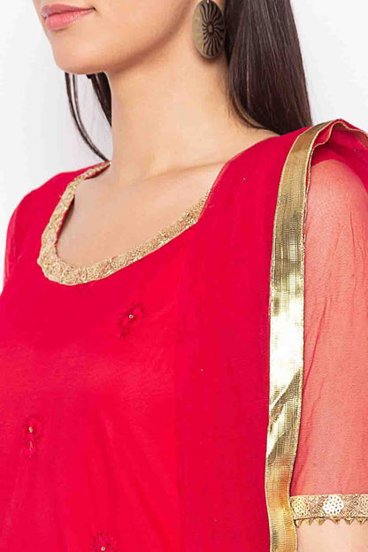 Pink Colour Plus Size Stitched Net Embroidery Sharara Suit BW1070216 B