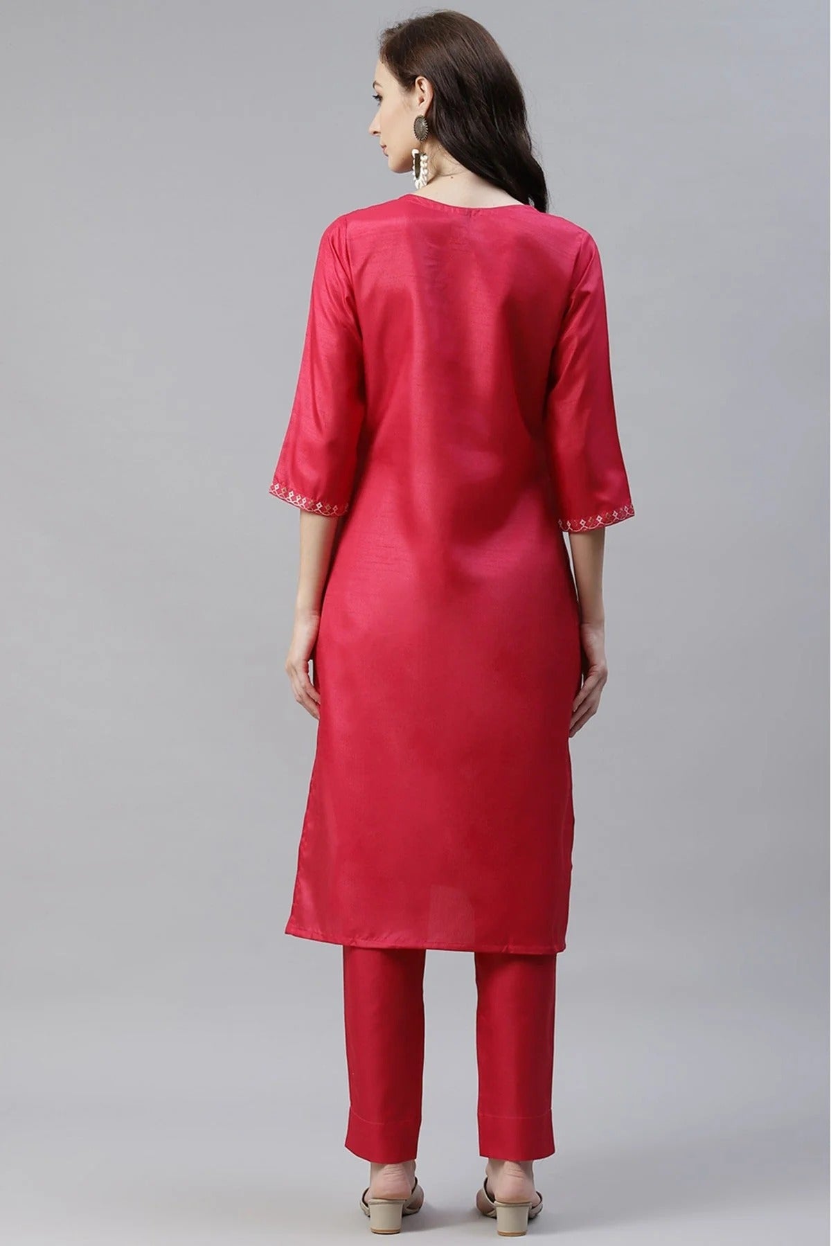 Pink Colour Poly Silk Foil Print Kurti KR1060264 B