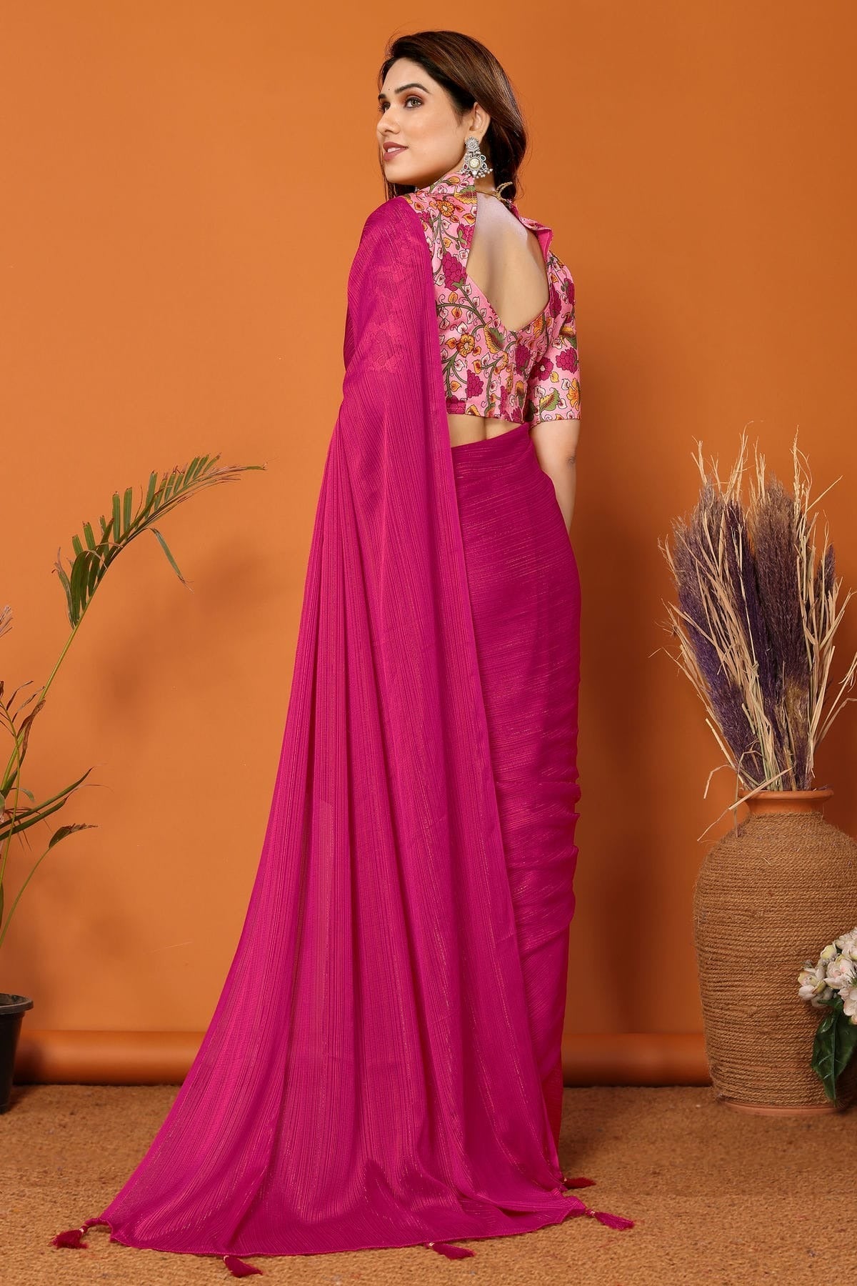 Pink Colour Polyester Printed Saree SD1180107 A