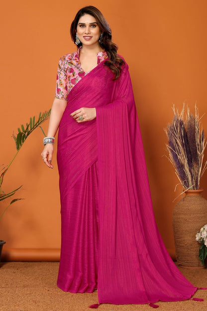 Pink Colour Polyester Printed Saree SD1180107