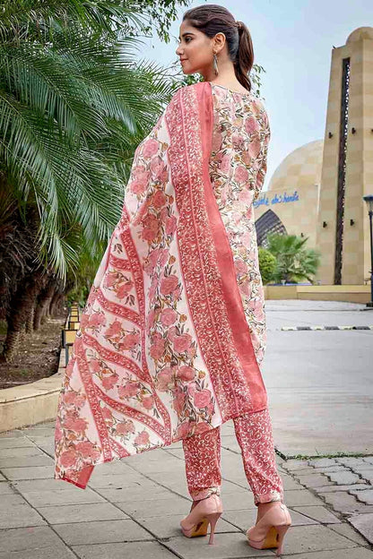 Pink Colour Printed Cotton Blend Pant Style Suit SS1113467 A