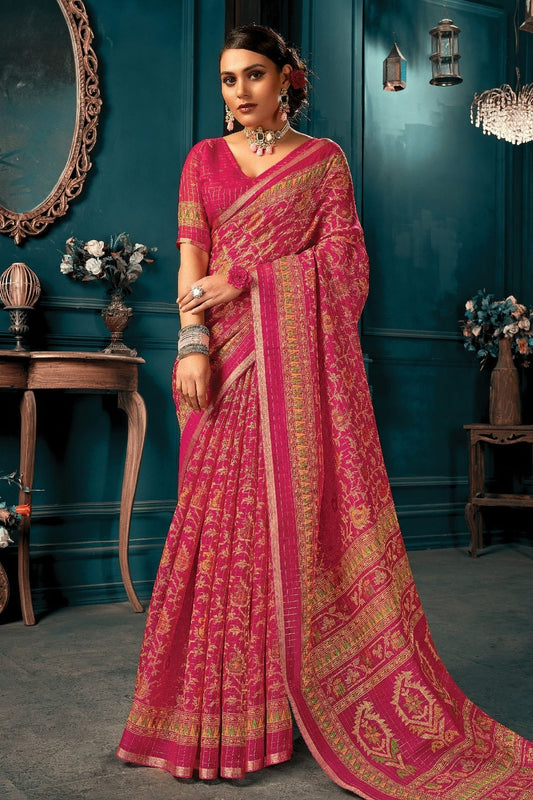 Pink Colour Printed Work Cotton Saree SD1101302