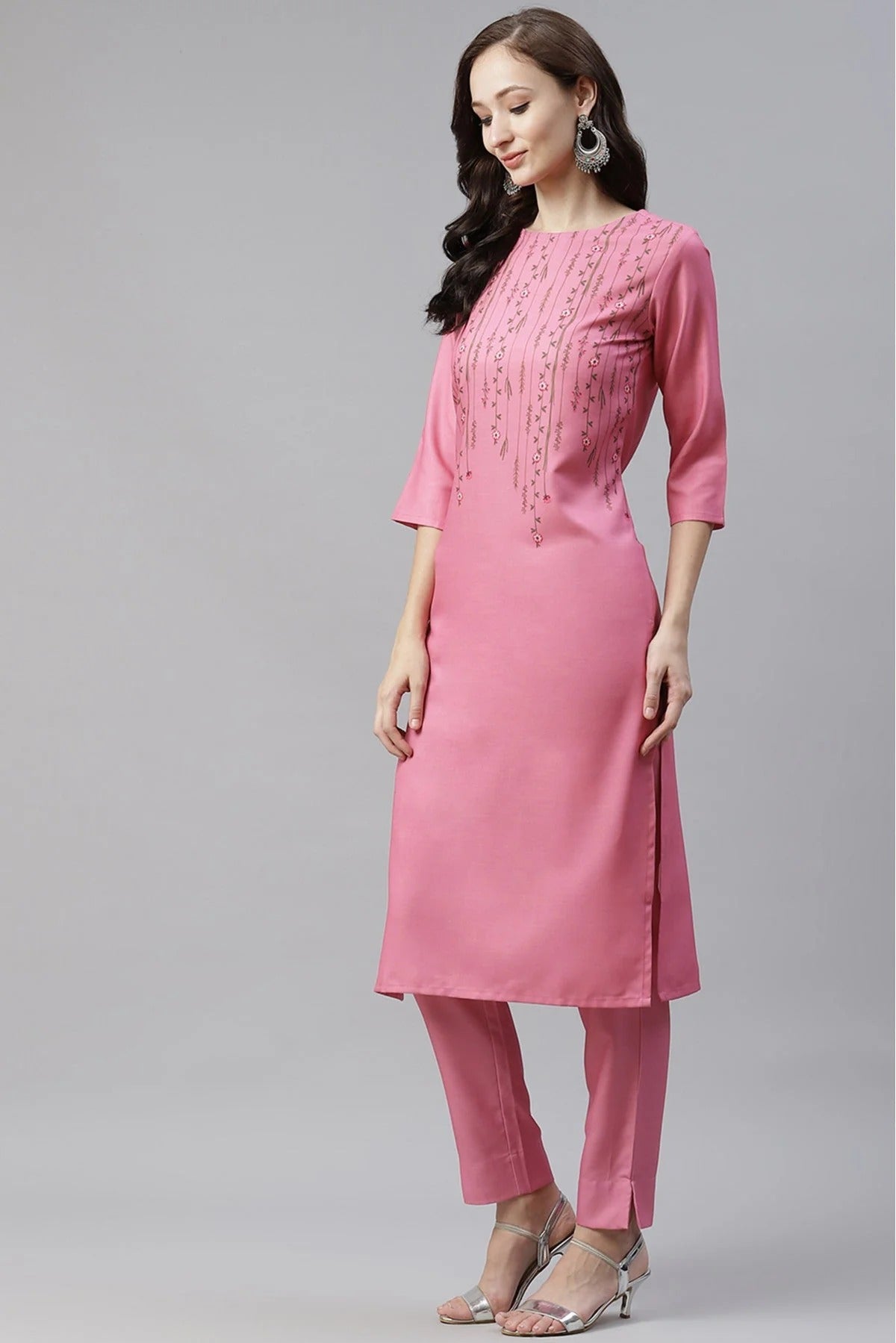 Pink Colour Rayon Digital Print Kurti KR1060302 A