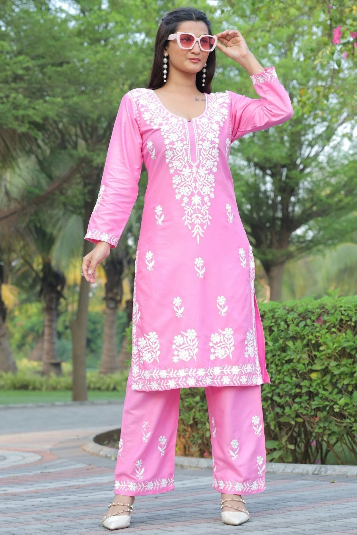 Pink Colour Rayon Kurta And Pant Set KR1111301