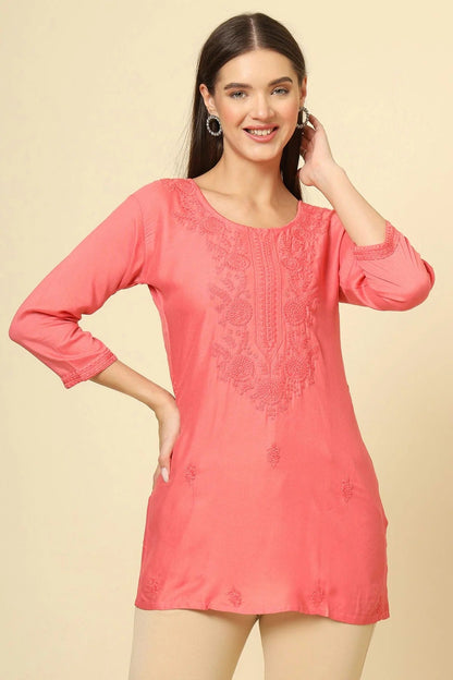 Pink Colour Rayon Readymade Top TP1110868