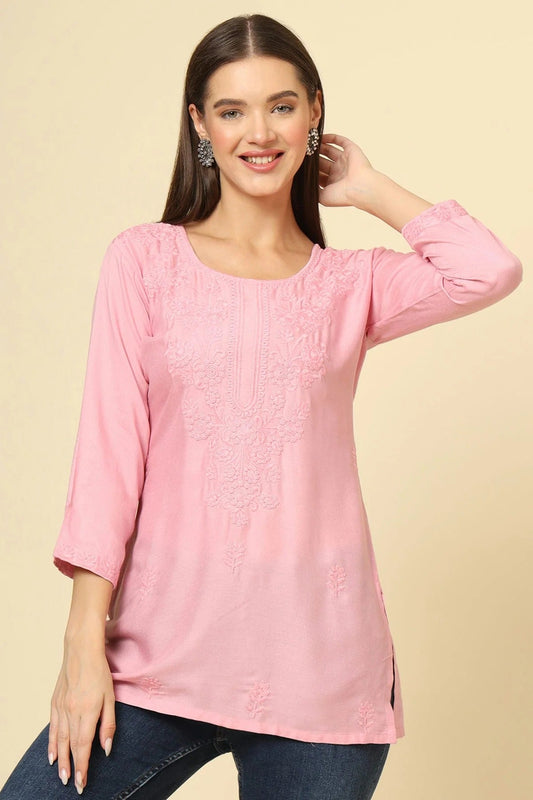 Pink Colour Rayon Readymade Top TP1110873