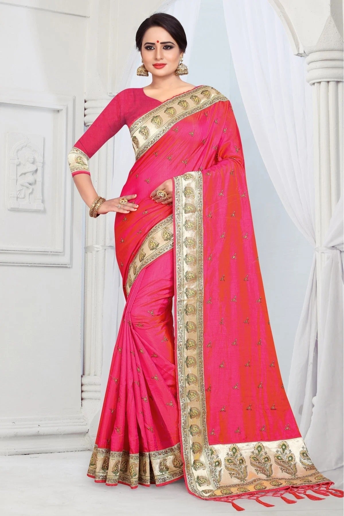 Pink Colour Sana Silk Woven Saree SD1120435