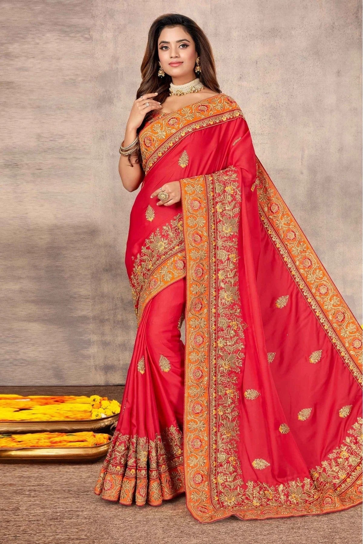 Pink Colour Satin Designer Saree SD1120658 A