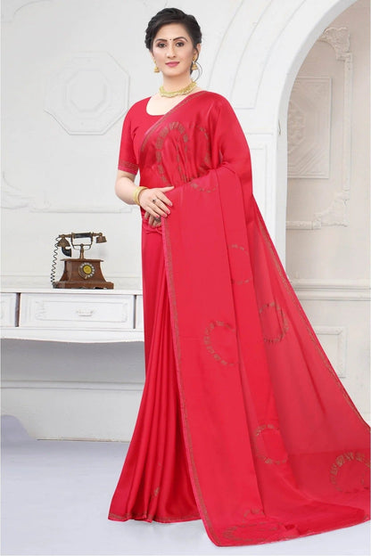 Pink Colour Satin Designer Saree SD1120669