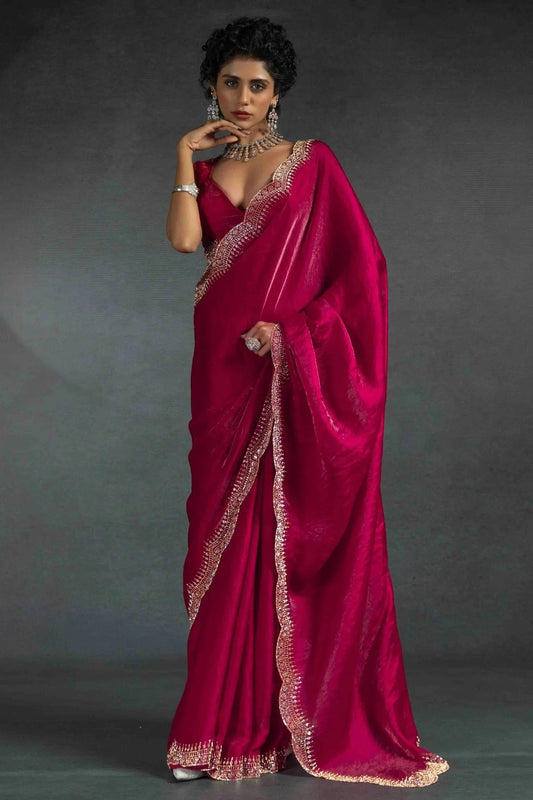 Pink Colour Satin Silk Designer Saree SD1122009
