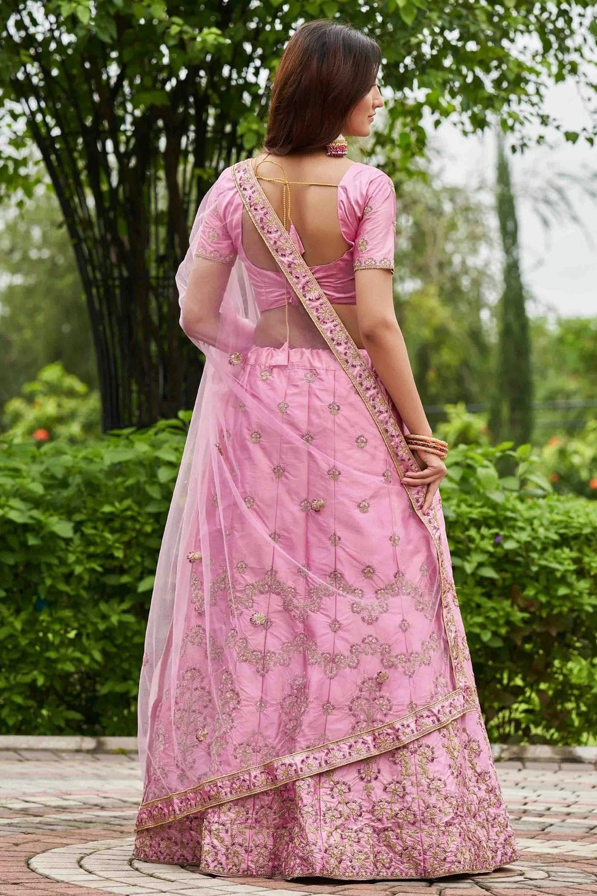 Pink Colour Satin Silk Semi Stitched Lehenga Choli LC1170079 B