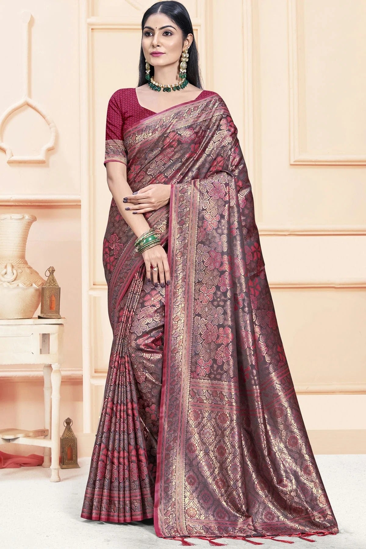 Pink Colour Satin Silk Traditional Saree SD1102429