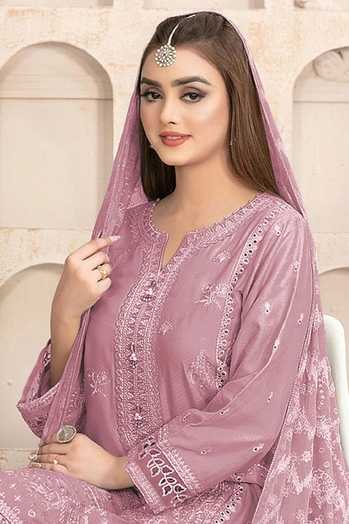 Pink Colour Semi Stitched Faux Georgette Pakistani Suit SM1140180 A