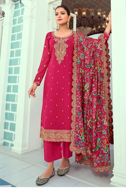 Pink Colour Semi Stitched Georgette Pant Style Suit SM1140142