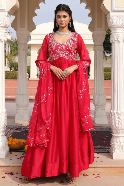Pink Colour Semi Stitched Rangoli Silk Anarkali Suit SM1170034 A