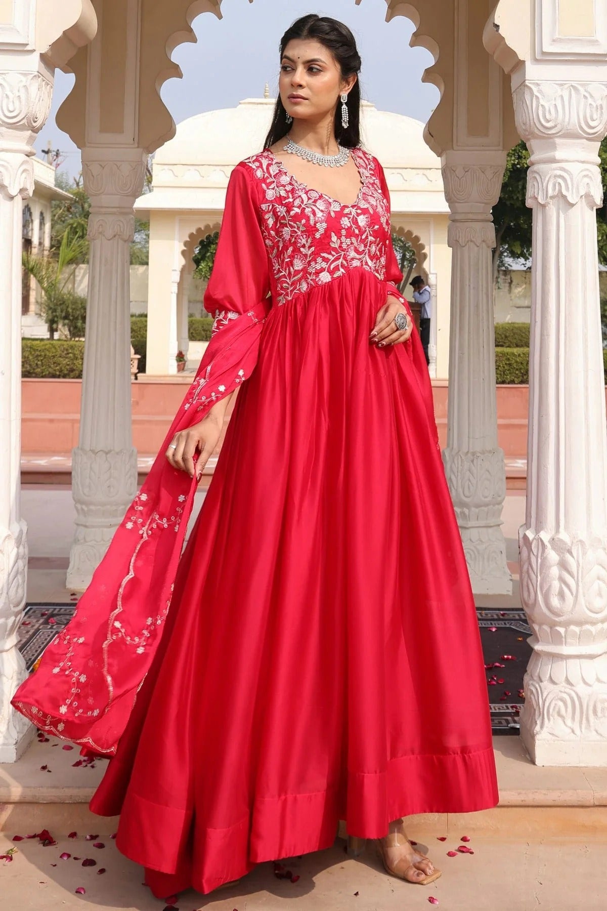 Pink Colour Semi Stitched Rangoli Silk Anarkali Suit SM1170034 B