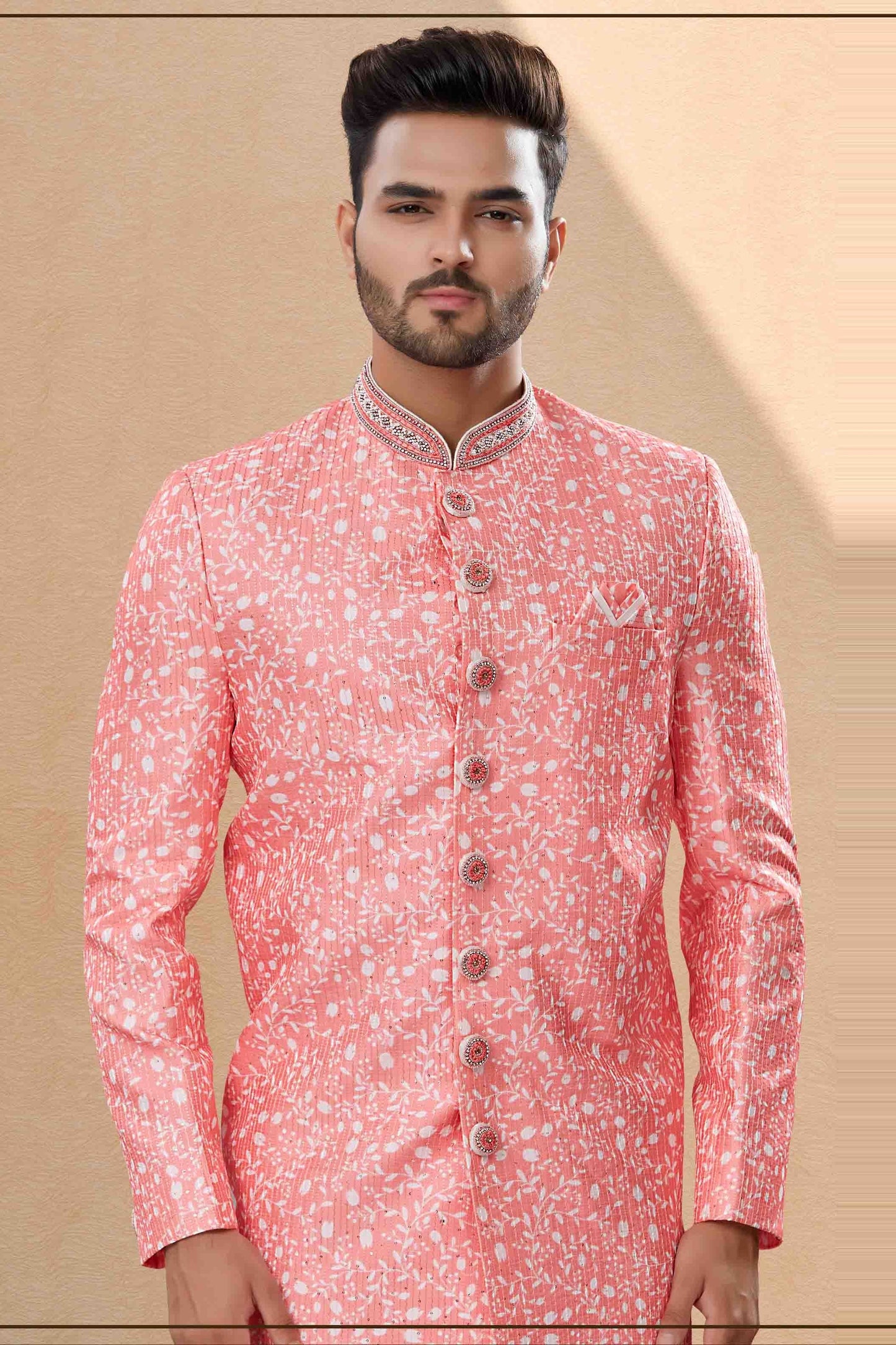 Pink Colour Sherwani In Silk Fabric SH1040409 A