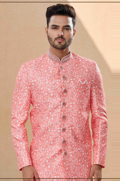 Pink Colour Sherwani In Silk Fabric SH1040409 A