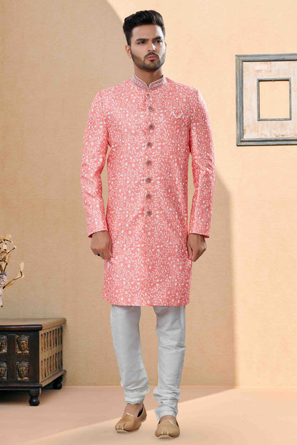 Pink Colour Sherwani In Silk Fabric SH1040409