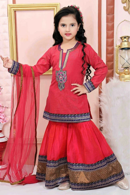 Pink Colour Shimmer Net Party Wear Sharara Suit GW1070015