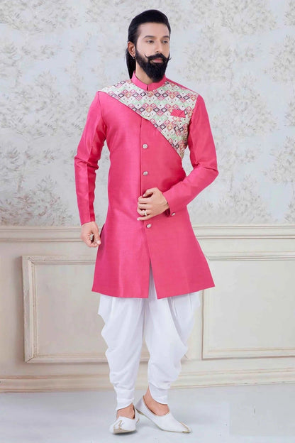 Pink Colour Silk Festival Wear Dhoti Sherwani SH1130002