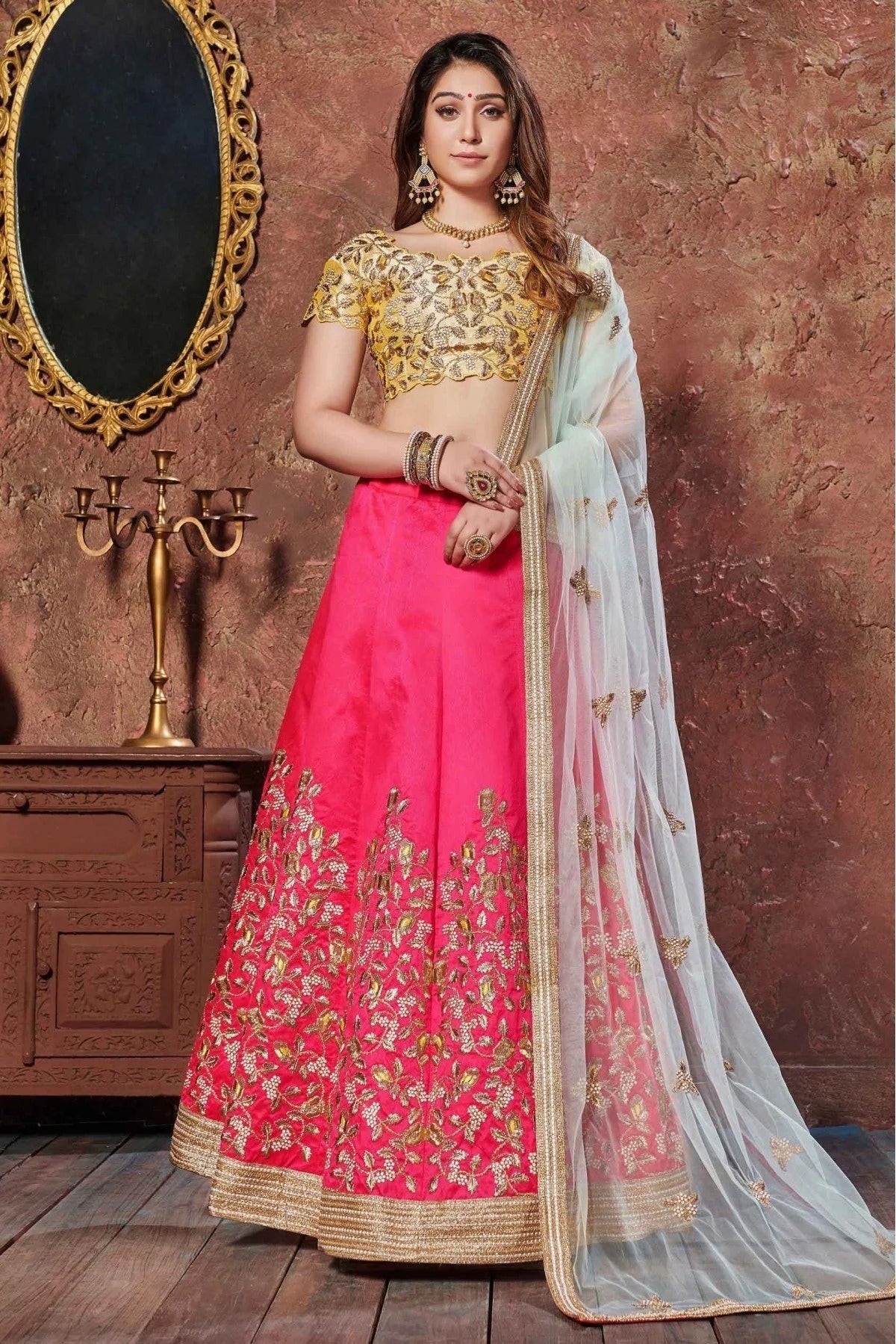 Pink Colour Silk Lehenga Choli LC1010045
