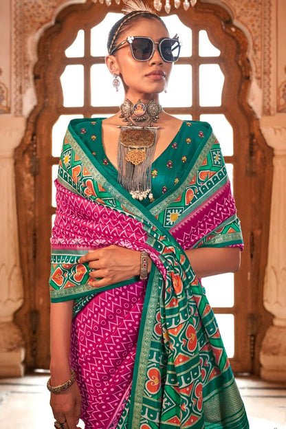 Pink Colour Silk Patola Print Saree SD1290049 A