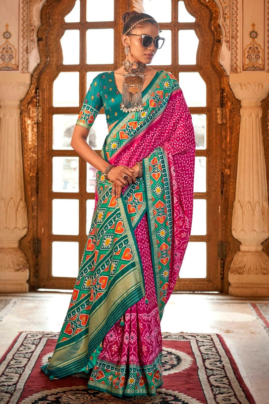 Pink Colour Silk Patola Print Saree SD1290049