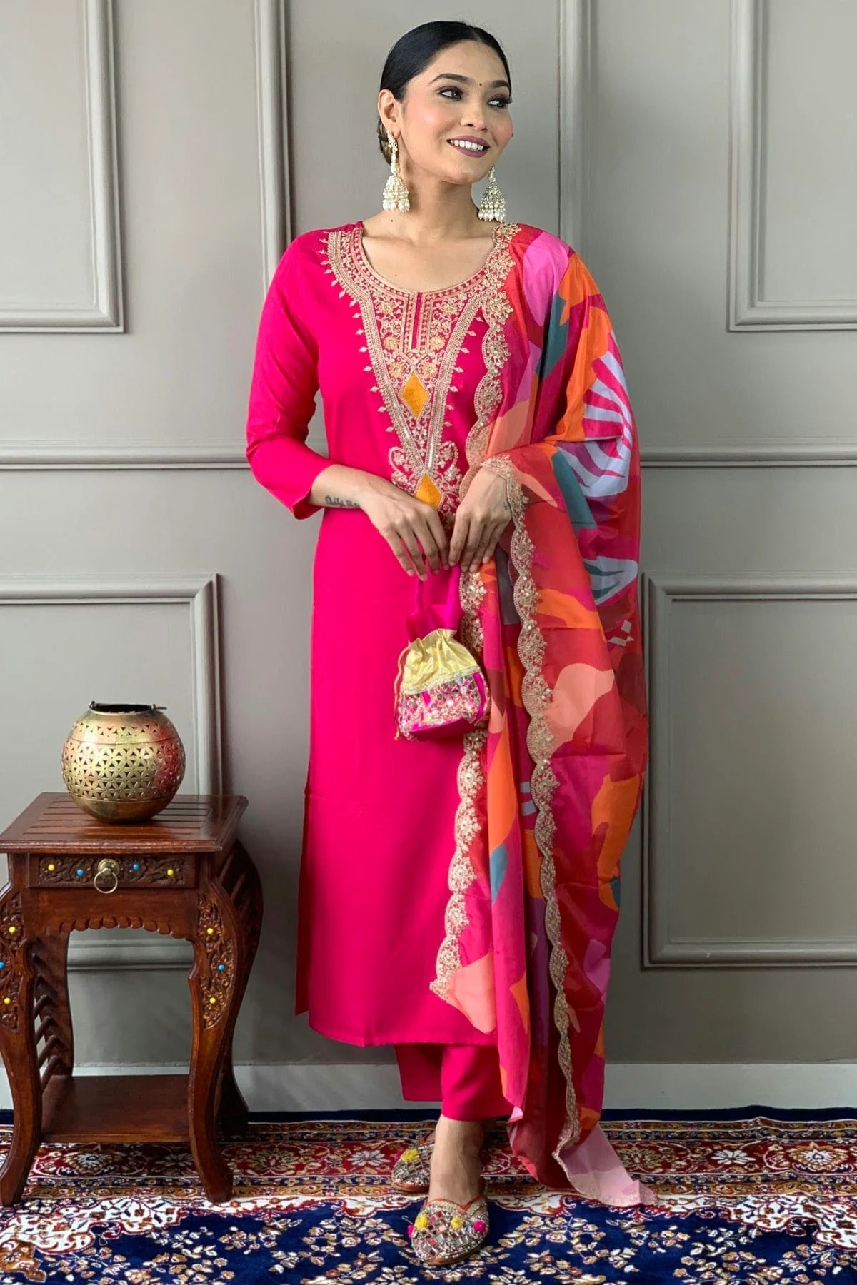 Pink Colour Silk Viscose Stitched Salwar Suit SS1111403