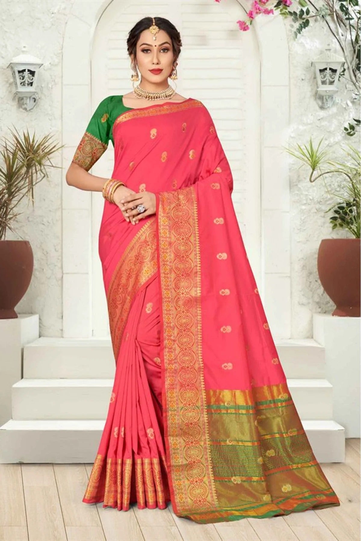 Pink Colour Silk Woven Saree SD1100715