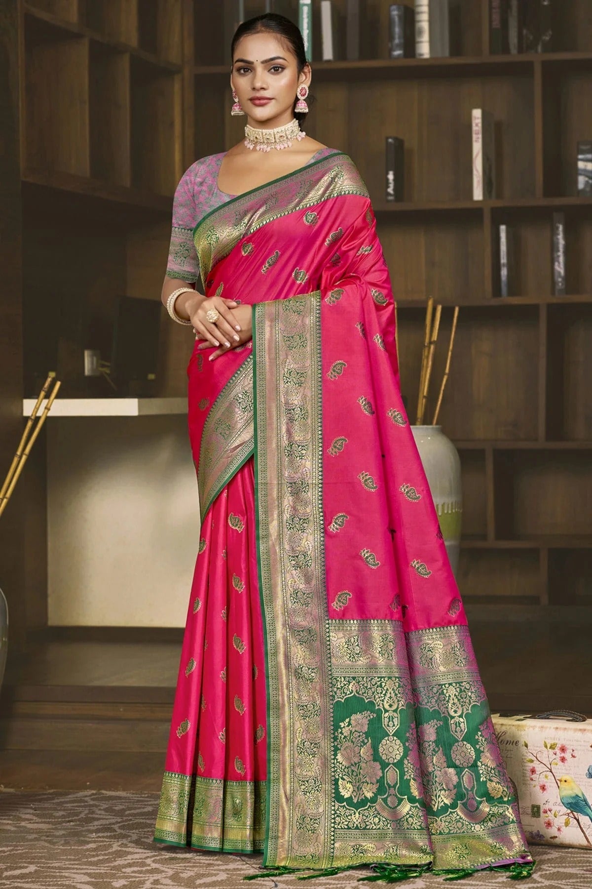 Pink Colour Silk Woven Work Traditional Saree SD1102775