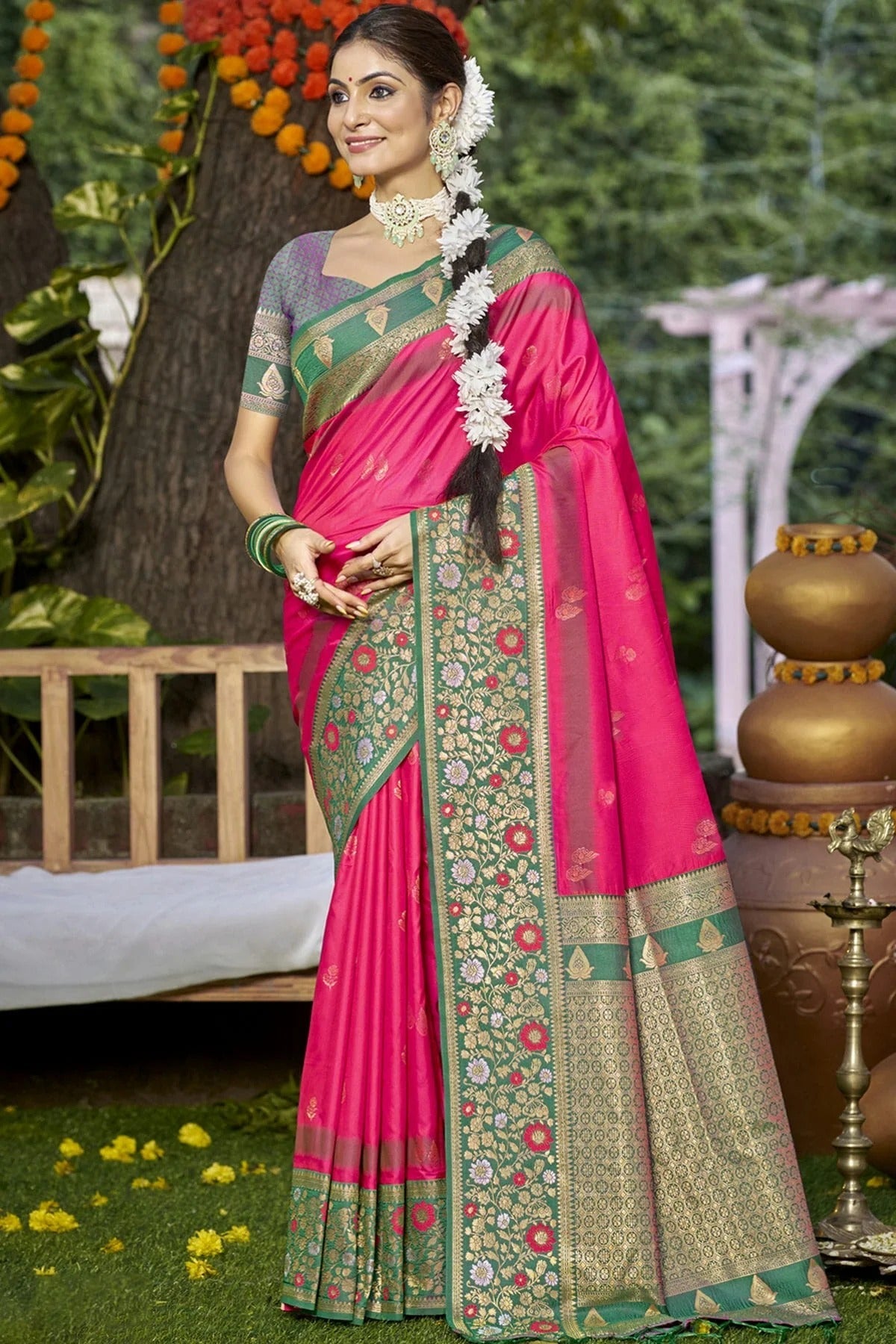 Pink Colour Silk Woven Work Traditional Saree SD1102785