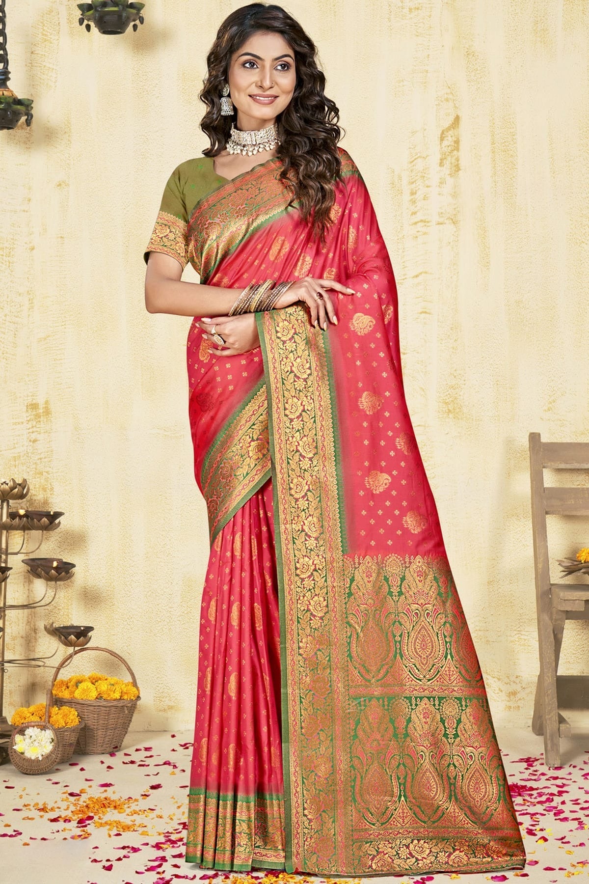 Pink Colour Silk Woven Work Traditional Saree SD1102919