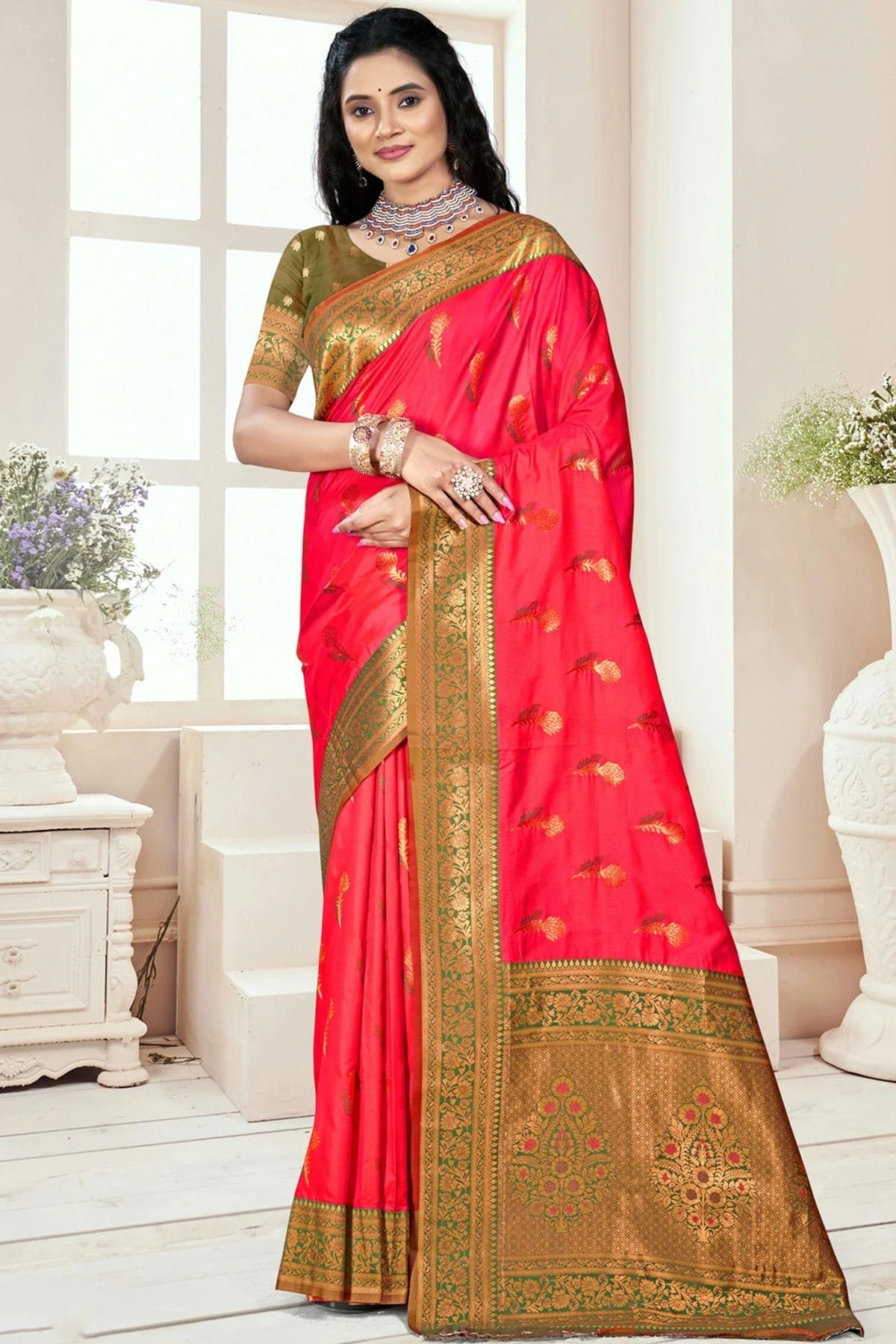 Pink Colour Silk Woven Work Traditional Saree SD1103067