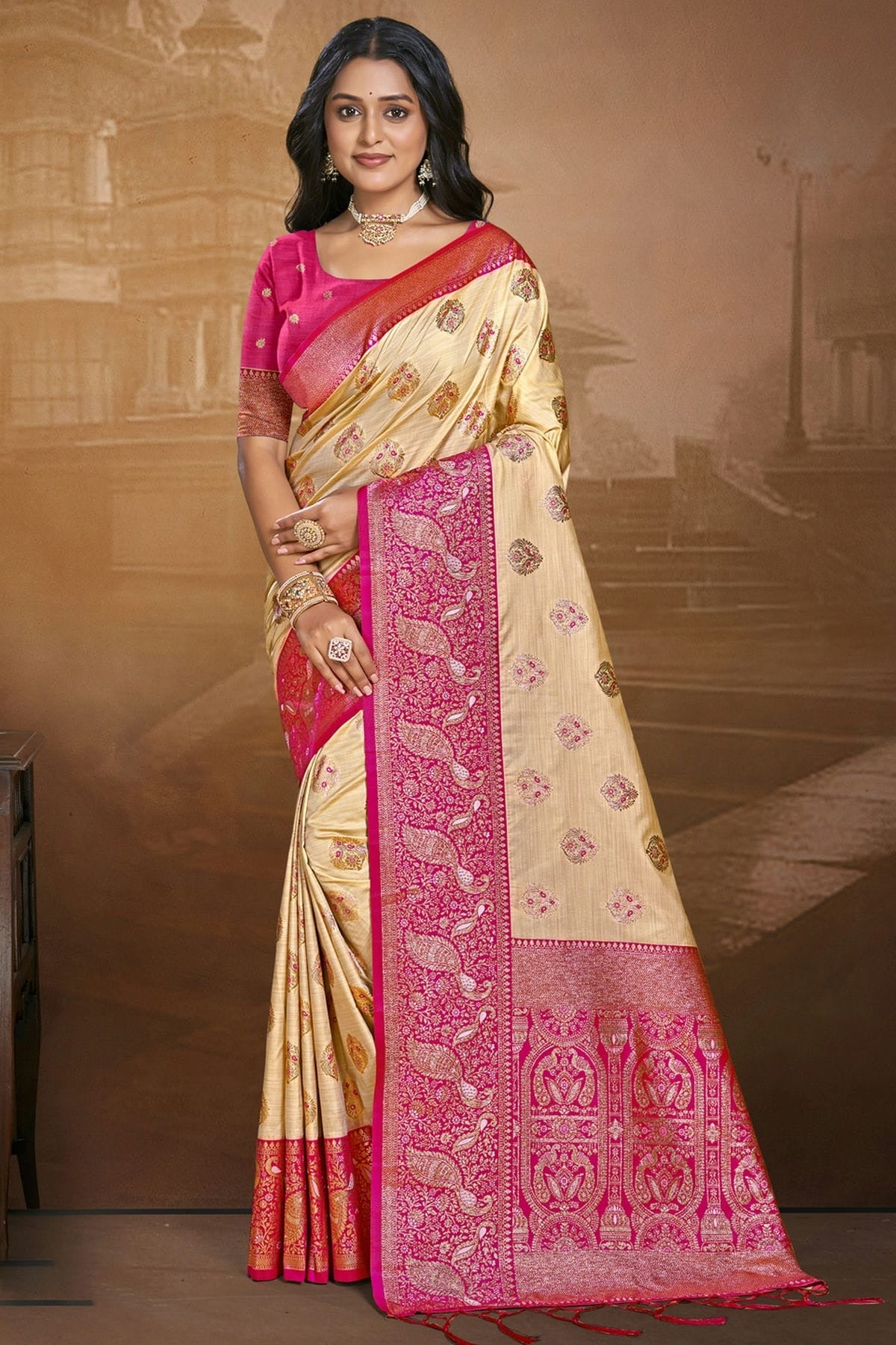 Pink Colour Silk Woven Work Traditional Saree SD1103125
