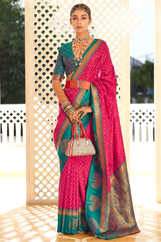 Pink Colour Soft Banarasi Silk Woven Work Saree SD1290089