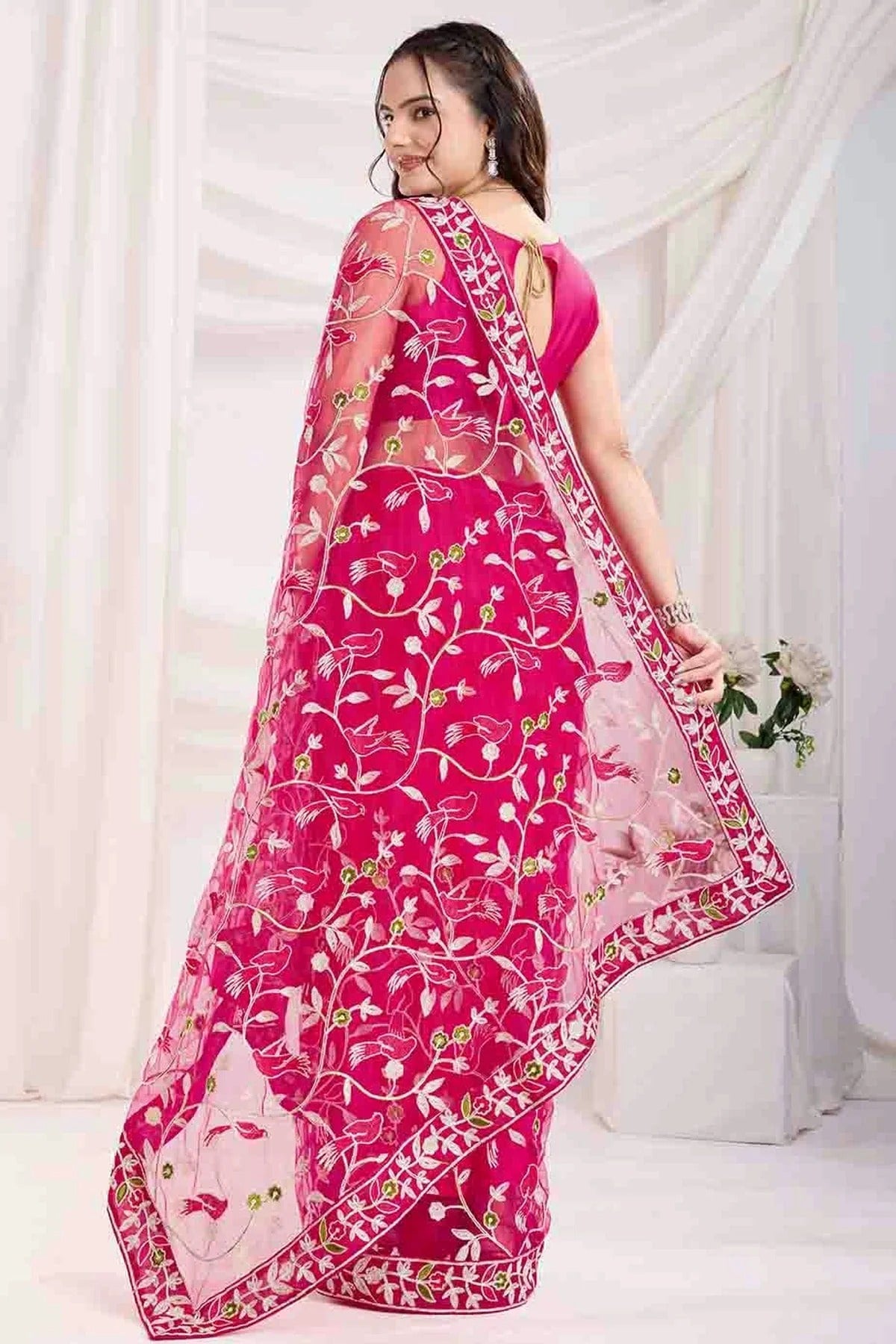 Pink Colour Soft Net Designer Saree SD1112862 A