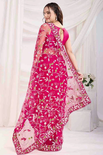 Pink Colour Soft Net Designer Saree SD1112862 A