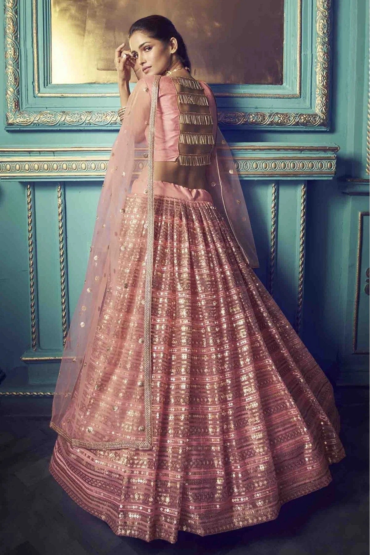 Pink Colour Soft Net Embroidery Lehenga Choli LC1080378 A