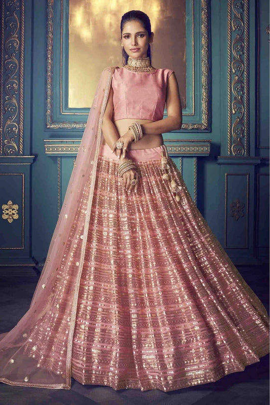 Pink Colour Soft Net Embroidery Lehenga Choli LC1080378