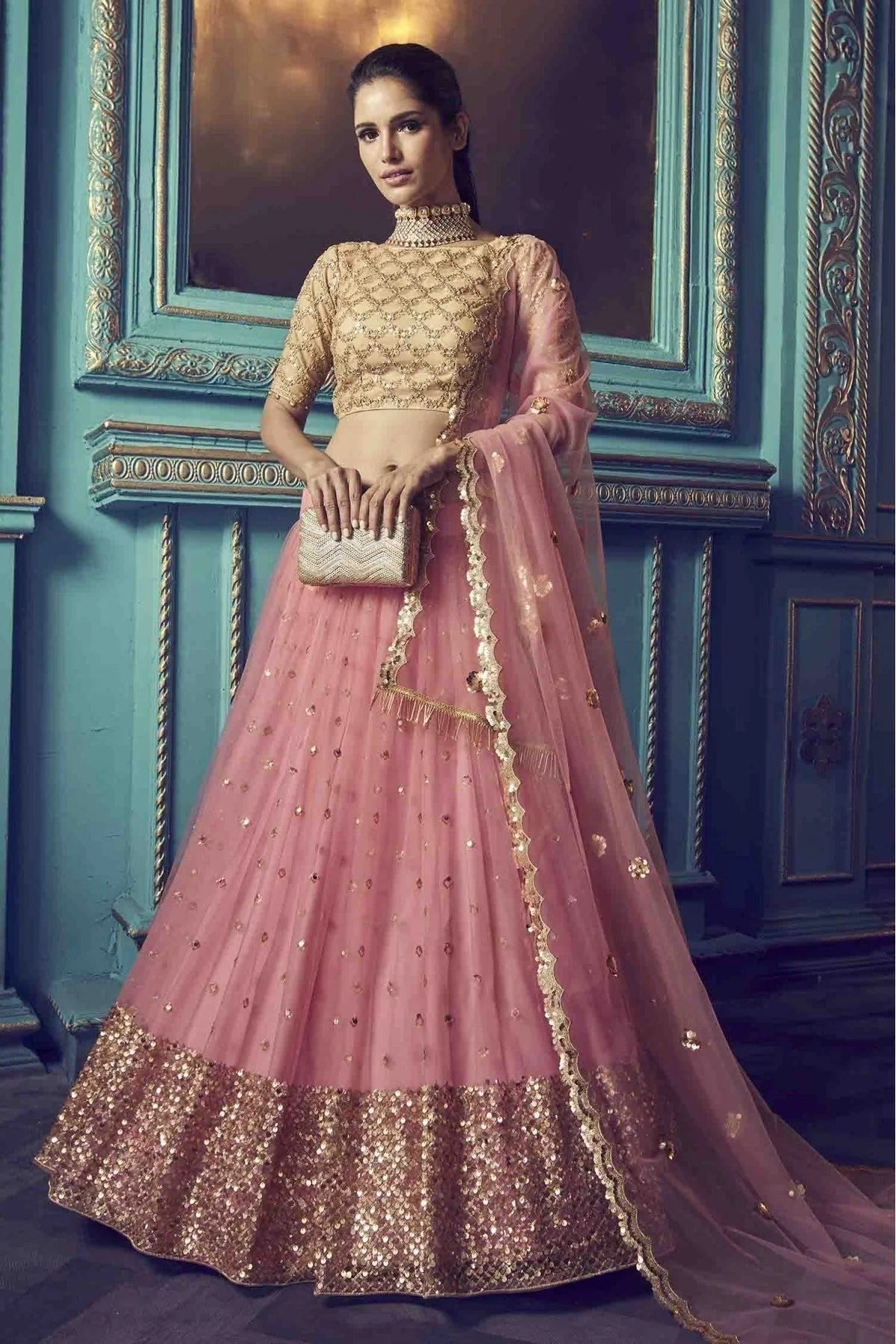 Pink Colour Soft Net Embroidery Lehenga Choli LC1080381