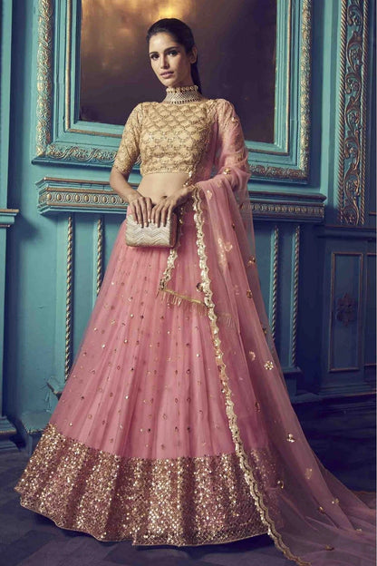 Pink Colour Soft Net Embroidery Lehenga Choli LC1080381