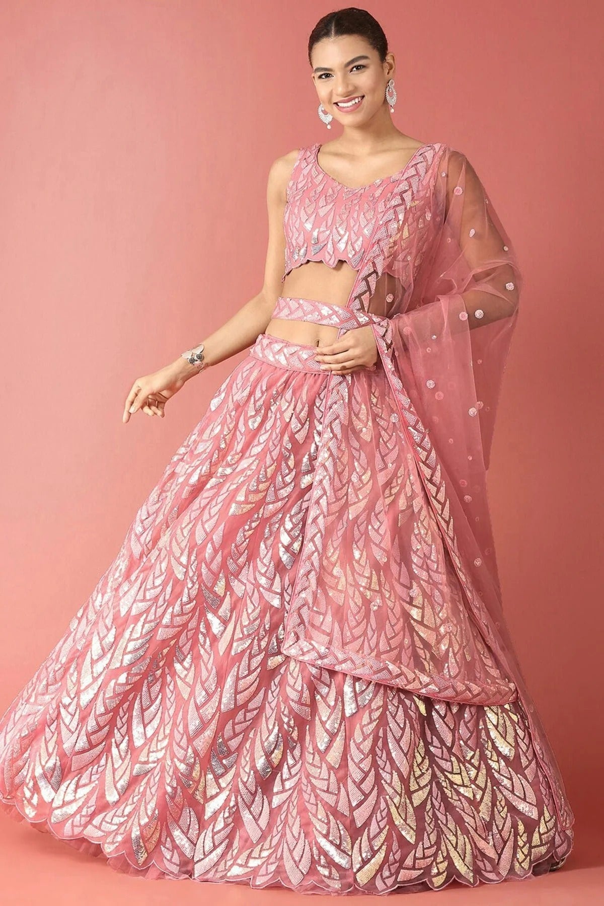 Pink Colour Soft Net Lehenga Choli LC1010301