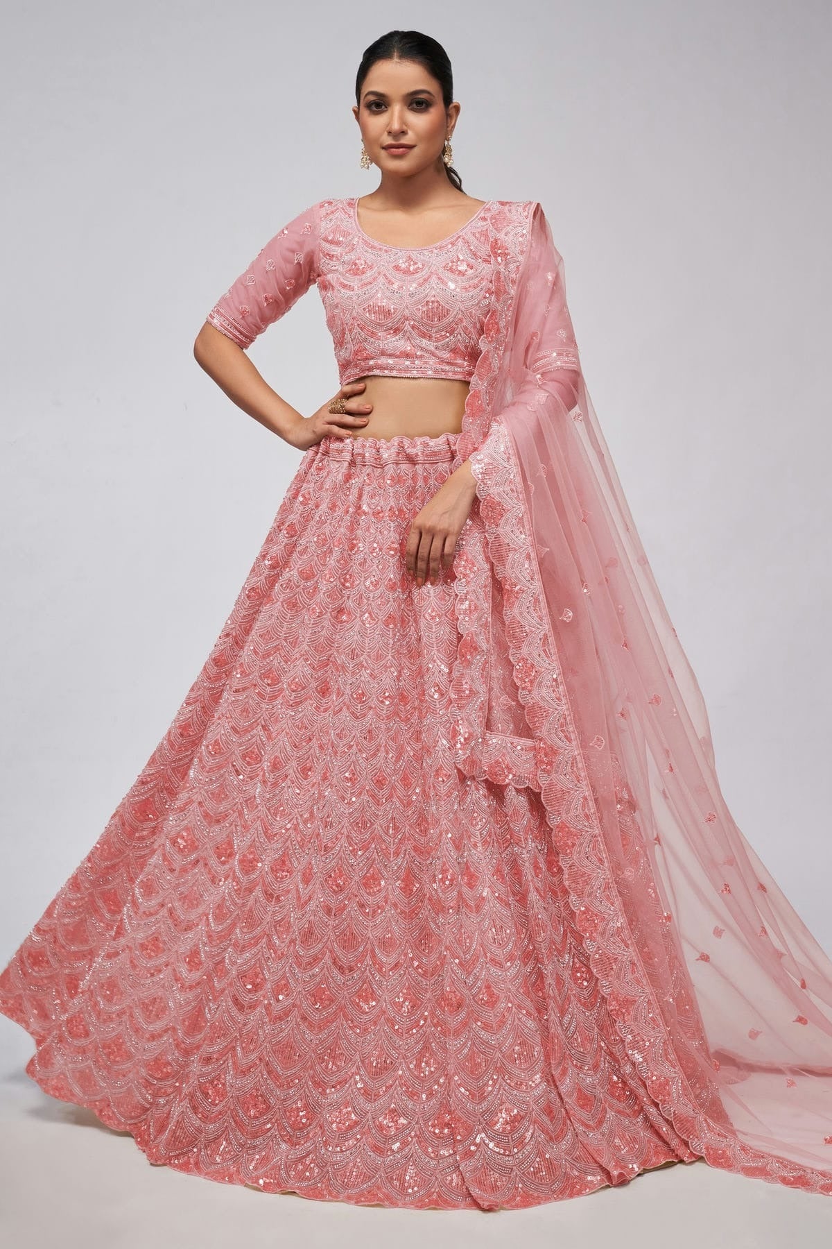 Pink Colour Soft Net Lehenga Choli LC1030018