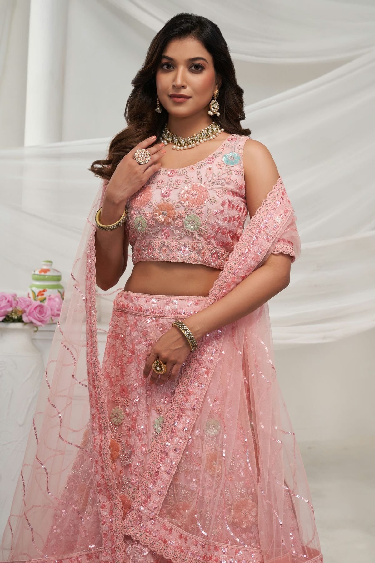 Pink Colour Soft Net Lehenga Choli LC1030019 A