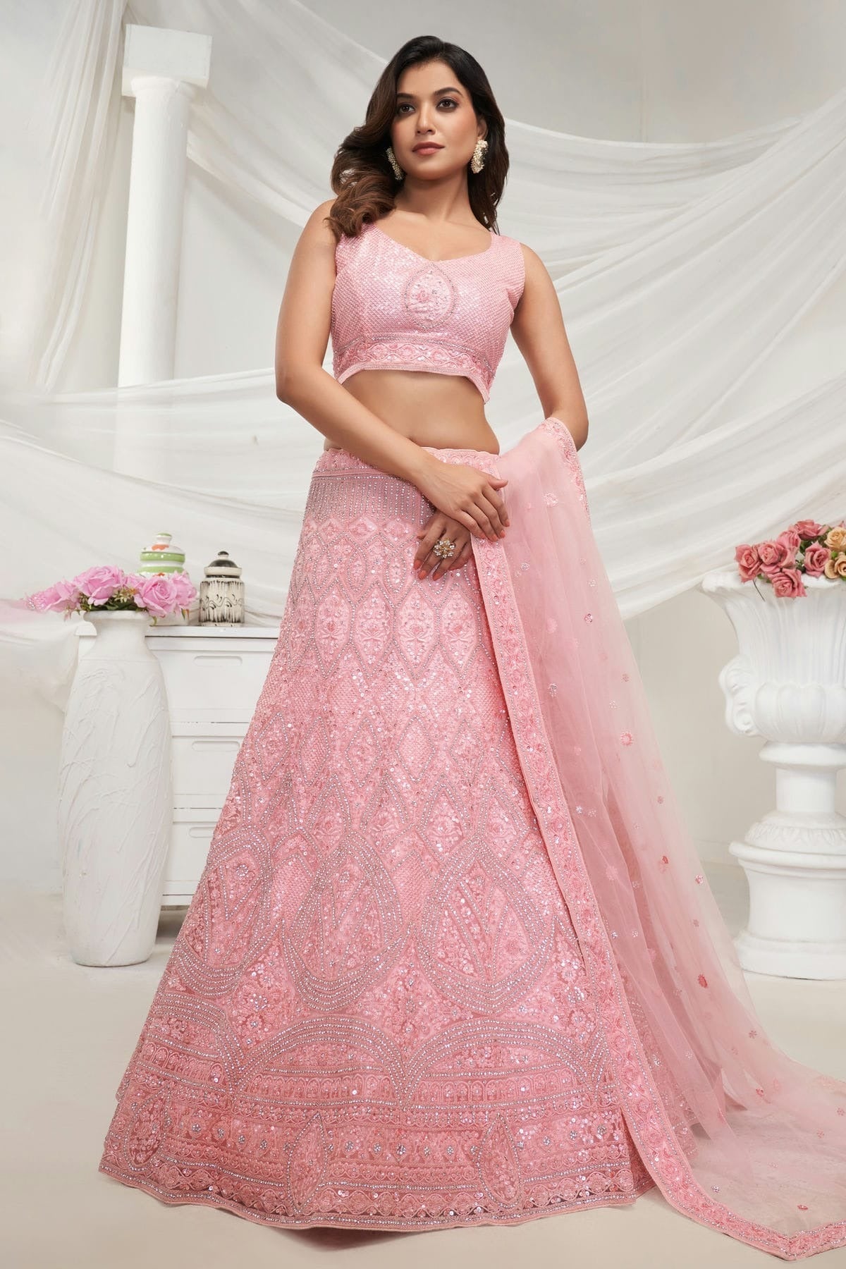 Pink Colour Soft Net Lehenga Choli LC1030024