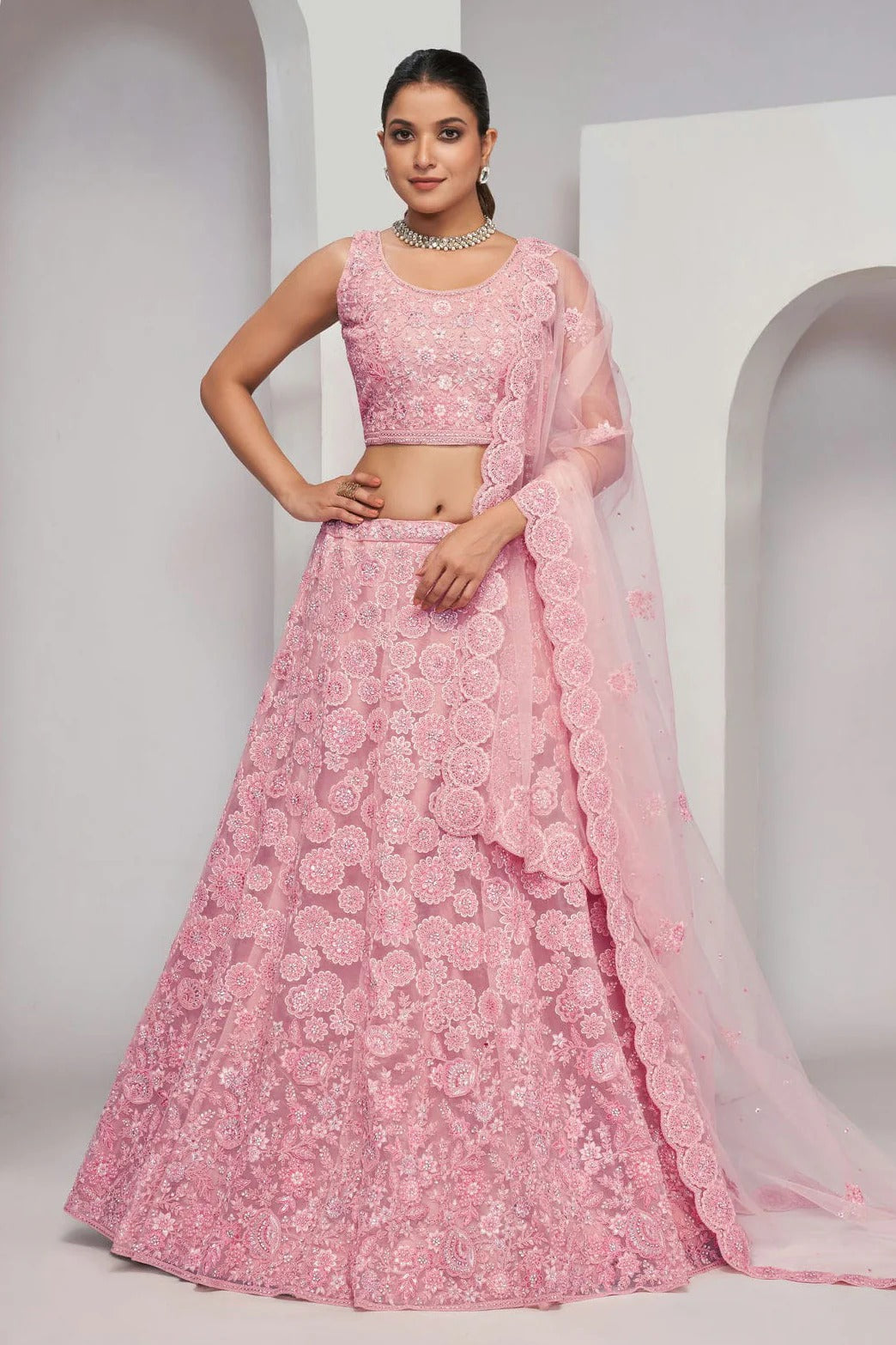 Pink Colour Soft Net Lehenga Choli LC1030053