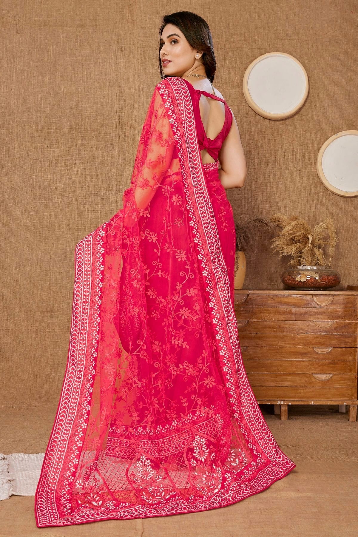 Pink Colour Soft Net Saree SD1110201 A