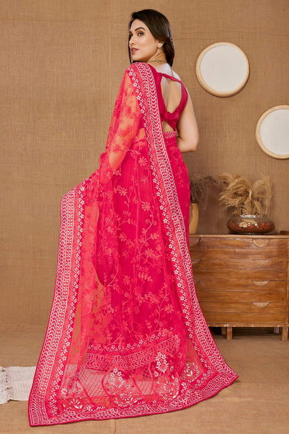 Pink Colour Soft Net Saree SD1110201 A