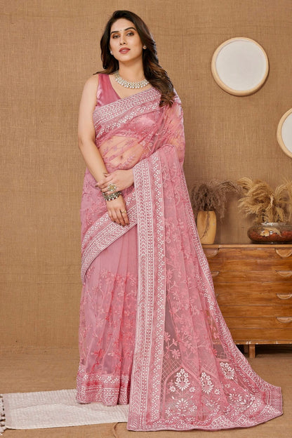 Pink Colour Soft Net Saree SD1110203